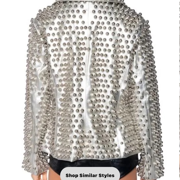 AKIRA Silver Studded Faux leather jacket - Picture 2 of 8